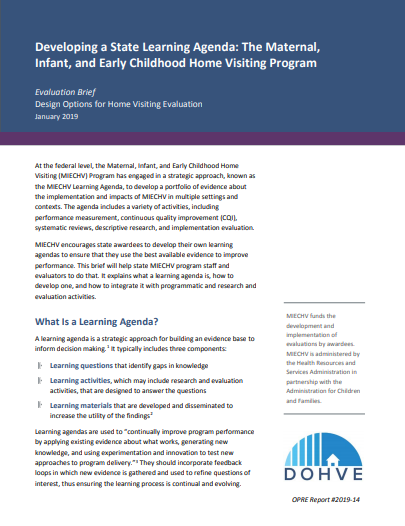 Developing a State Learning Agenda: The Maternal, Infant, and Early ...