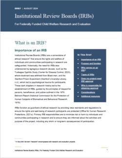 Cover of IRB for Federally Funded Child Welfare Research and Evaluation