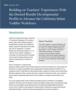 Cover of Building on Teachers' Experiences With the Desired Results Developmental Profile to Advance the CA Infant Toddler Workforce